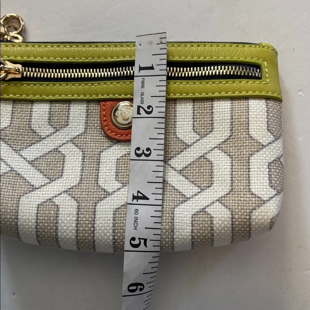 SPARTINA 449 NWTS WRISTLET LIME GREEN TAN/BEIGE/BURNT ORANGE LINEN AND LEATHER